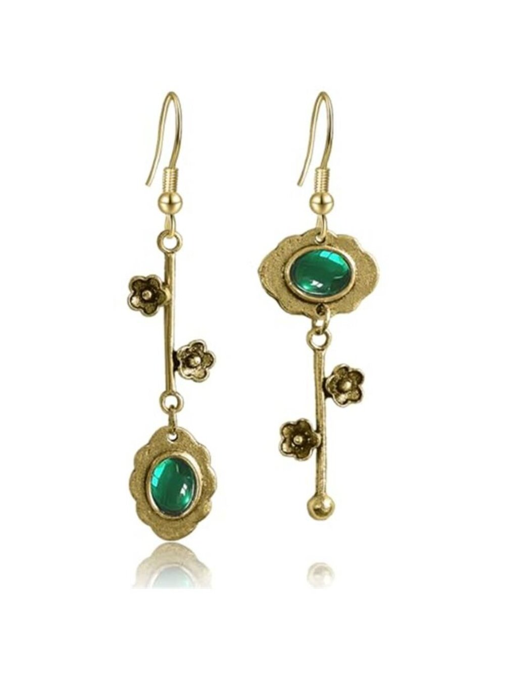 Bohemian Vintage Silver Asymmetry Plum Blossom Dangle Drop Earrings